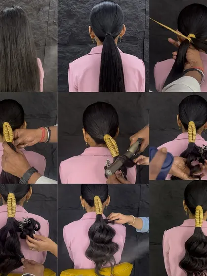 A step-by-step image tutorial for the Hollywood wave ponytail.