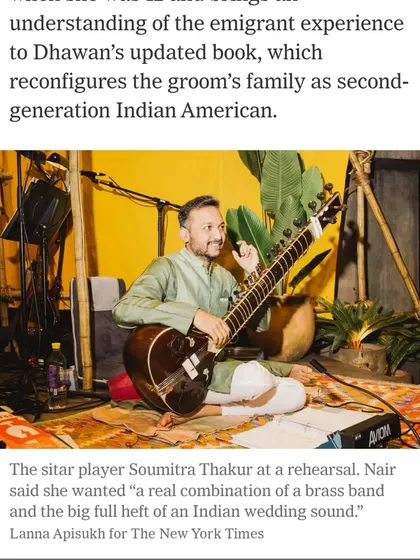 I was humbled and honored to be featured in The New York Times for my work in the "Monsoon Wedding" musical. Being part of this production, under the direction of the brilliant Mira Nair, was an unforgettable journey into the world of theatre.