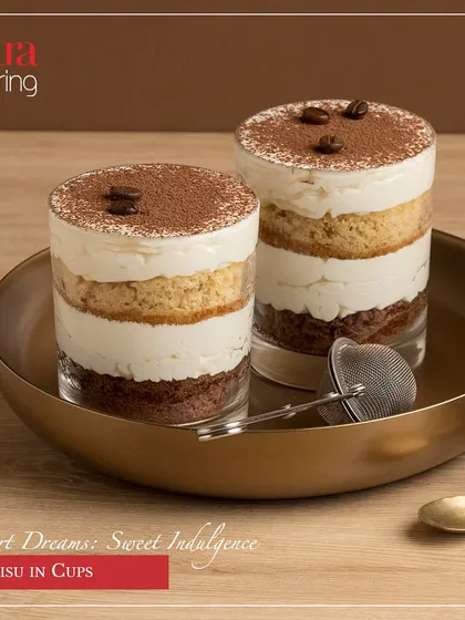 Dessert dreams in a cup. Our Tiramisu cups feature layers of coffee-soaked ladyfingers and creamy mascarpone, offering a classic Italian dessert in an elegant, individual portion.