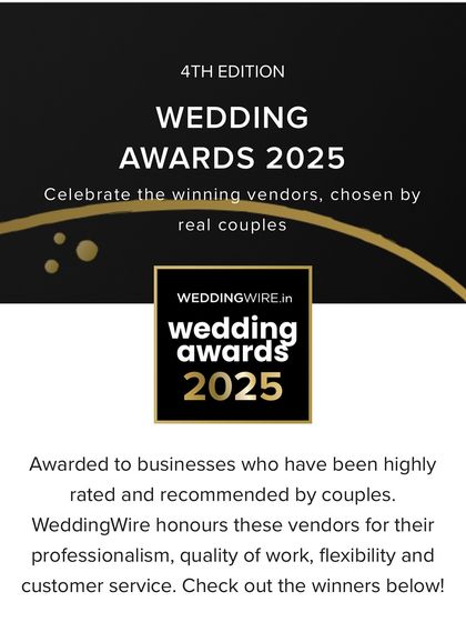 A closer look at the WeddingWire award, an honor given for professionalism, quality of work, and customer service.