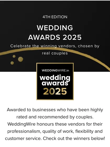 A closer look at the WeddingWire award, an honor given for professionalism, quality of work, and customer service.