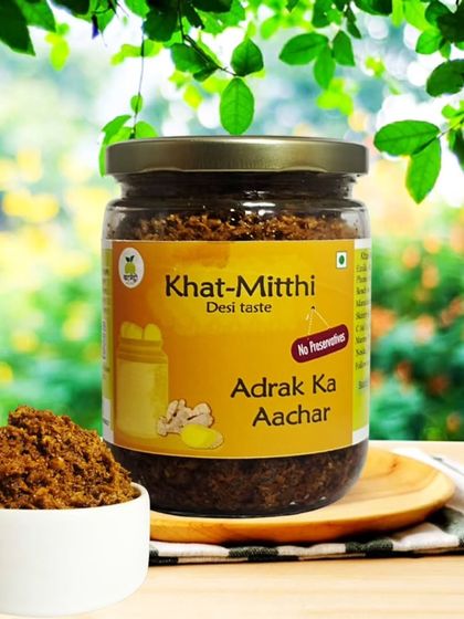 My Adrak ka Achaar, or ginger pickle, is zesty and great for digestion. It has a sharp, warming flavour that is very refreshing.