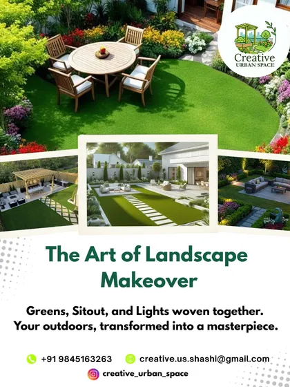 I see landscape design as an art form. This collage demonstrates how I weave together the core elements of greens, sit-outs, and lights to transform an ordinary outdoor area into a cohesive and beautiful masterpiece, perfect for both relaxation and entertaining.