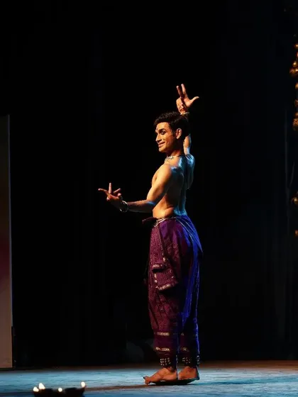 A series of poses from my performance at the Mūlam festival. These images show the flow of movement and the variety of postures within a single Kuchipudi piece.