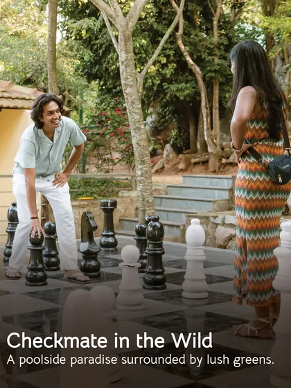 Engage in some friendly competition with our life-sized outdoor chess set. It’s a fun and strategic game that encourages teamwork and lighthearted fun in a beautiful, open-air setting.