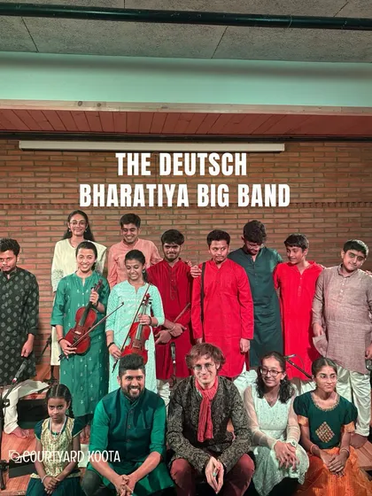 The full ensemble of The Deutsch Bharatiya Big Band, a group of 15 musicians led by Matthias Schriefl and Amith Nadig. This groundbreaking fusion was a once-in-a-lifetime experience for our audience.
