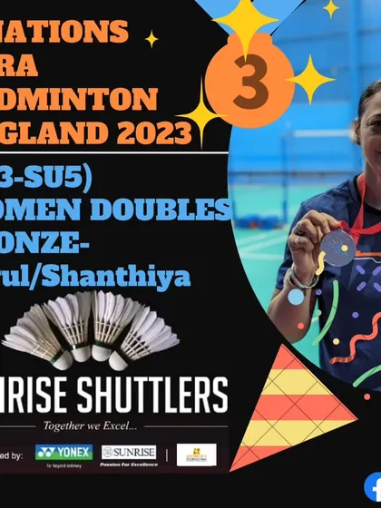 **Bronze at 4 Nations Para Badminton, England.** Arjuna Awardee Ms. Parul Parmar with her bronze medal from the Women's Doubles event at the 4 Nations Para Badminton tournament in England.