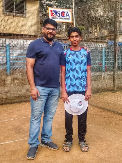 Head Coach Satish Samant with Harsh Kadam, who was selected to captain the Mumbai U-14 team. We believe in nurturing leaders on and off the field.
