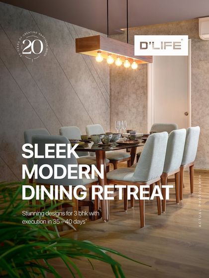 This sleek modern dining retreat, with its clean lines and warm lighting, can be yours with my stunning design packages, executed in just 35-40 days.