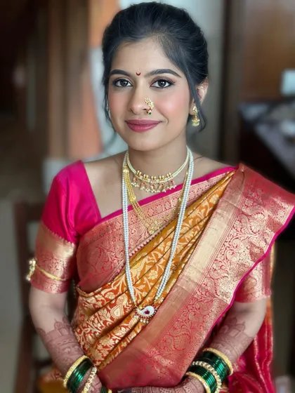 A direct portrait showing the flawless HD makeup base. The look is subtle yet defining, perfect for a bride who wants to look like herself, only more radiant.