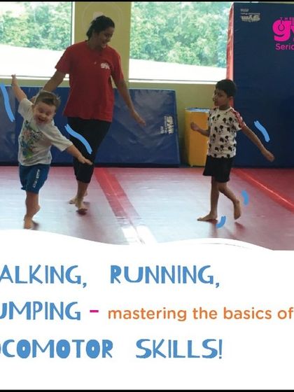An instructor leads children in basic locomotor movements like walking and jumping. Mastering these fundamentals is crucial for navigating the world and provides the foundation for more advanced athletic skills.
