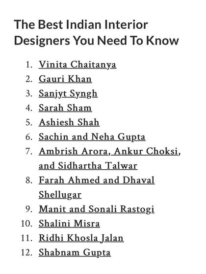 The list of "The Best Indian Interior Designers You Need To Know" from AD Middle East. It is an honor to be named alongside designers we greatly admire.