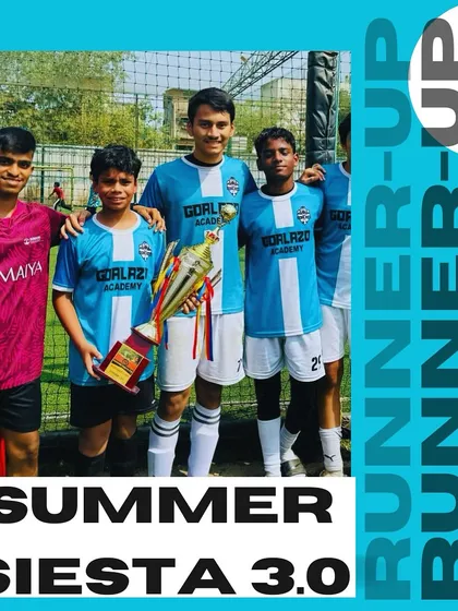 Our team proudly displaying their Runners-Up trophy from the Summer Siesta 3.0 tournament. The cabinet keeps filling up.