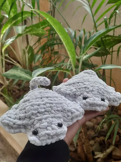 These super squishy manta ray plushies are made with the softest chenille yarn for maximum cuddliness. They are one of my larger plush toys, perfect for hugging when you need a little comfort.
