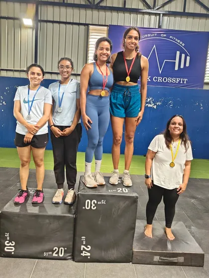 The Rx Women's podium from the "Kings and Queens Throwdown." These athletes showed incredible strength and hustle.