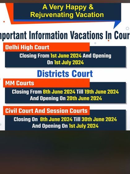 Important information regarding the summer vacation schedule for the Delhi High Court and various District Courts.