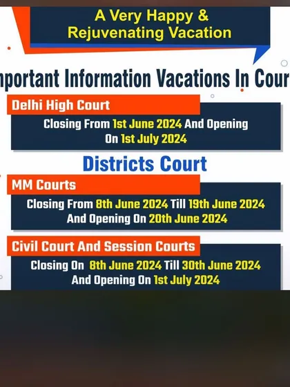A helpful graphic detailing the summer vacation schedules for the Delhi High Court and various District Courts in 2024.