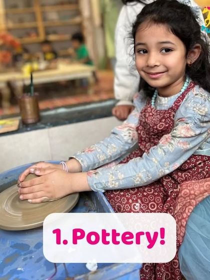 Another look at our after-school pottery sessions. This young girl is fully engaged, learning a new skill and having fun.