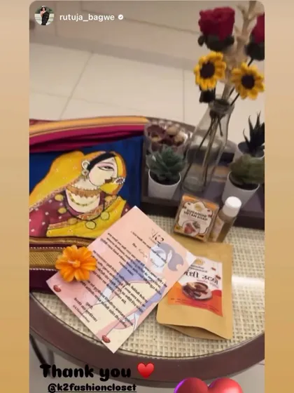 Actress Rutuja Bagwe sharing her appreciation for the gift hamper. Seeing these posts brings me so much joy.