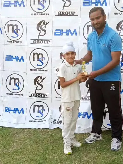 My young spinner receiving his award after a great performance in our victory against Sonnet.