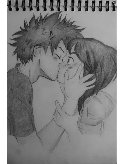 Besides devotional art, I love creating fan art from anime and shows. This is a custom sketch of a romantic moment, showing that I can capture any character or emotion you love in my signature pencil style.