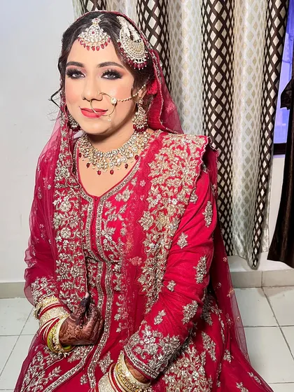 My beautiful bride Uzma, ready for her Nikah. We created this look to match her vision, ensuring she felt confident and radiant on her special day.