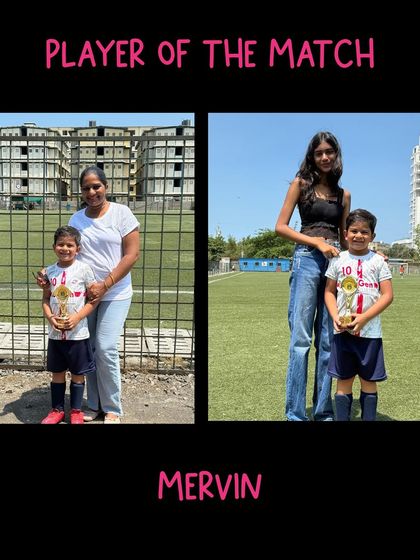 Celebrating our standout player, Mervin, who earned 'Player of the Match' in his U7 debut. We believe in recognizing and encouraging individual effort.