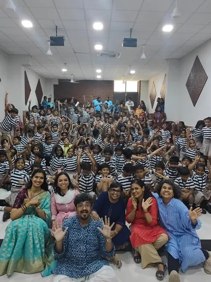 A fantastic group photo from a storytelling festival at The Indian Public School in Chennai. It was an honor to perform alongside other talented storytellers.