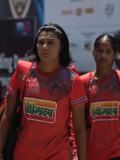 Another one of our champs, Tanisha, during a Delhi Premier League T20 match. Consistent exposure in high-stakes tournaments is key to player development.