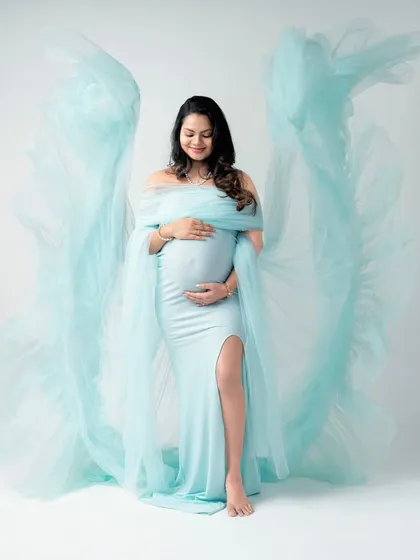 Feeling like an angel. The right gown can transform a photo, and I have a collection of ethereal tulle dresses like this light blue one to help you feel and look your absolute best.
