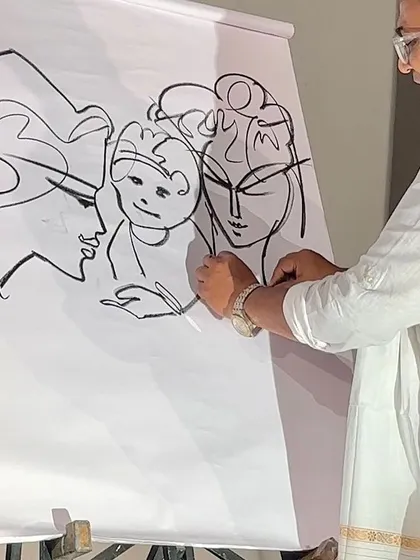 A live demonstration of my large-scale sketching at Aakhoraghor’s 35 years Glorious Meet in Guwahati.