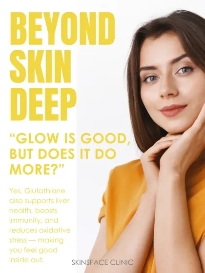 The benefits of our GlowDrip go beyond skin deep. In addition to creating a visible glow, the glutathione in the drip also supports liver health, boosts immunity, and reduces systemic oxidative stress, making you feel good inside and out.
