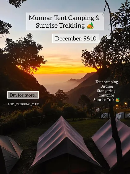 A poster for the Munnar trip, detailing the activities like birding, stargazing, and campfire.
