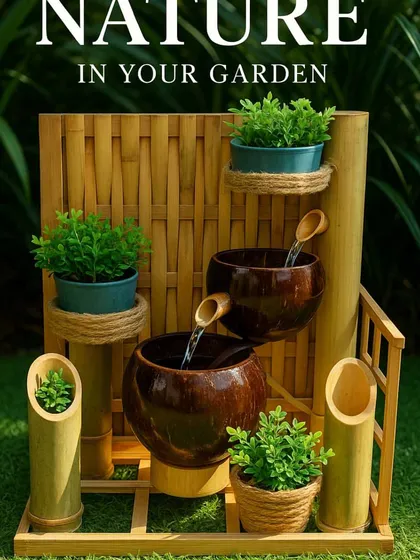 Bring nature into your garden or balcony with this beautiful planter fountain. It combines the gentle flow of water with spaces for your favorite green plants, creating a living piece of art that is both calming and beautiful.