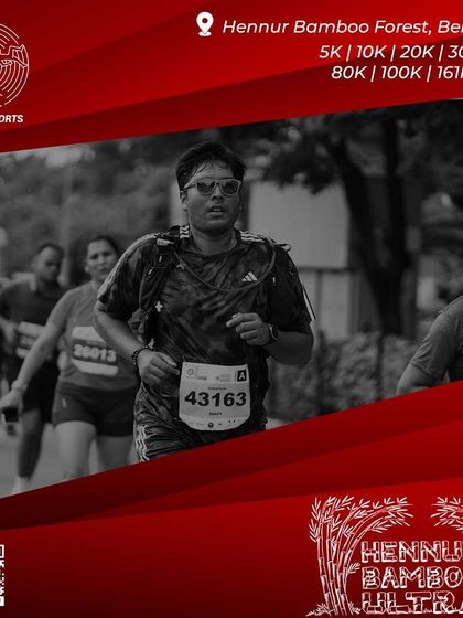 A promotional graphic for the Hennur Bamboo Ultra, featuring one of the many runners who will be taking on the trail.