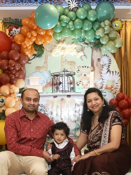 Here is a happy family celebrating their little one's first birthday with a jungle animal theme. My goal is to handle all the event details so you can relax and enjoy these precious moments with your loved ones.