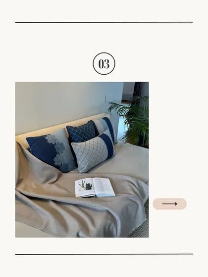 A cozy sofa adorned with our premium bedding collection and a blanket. This image, part of our Mother's Day edit, highlights how our cushions can transform a simple piece of furniture into an inviting space for relaxation.