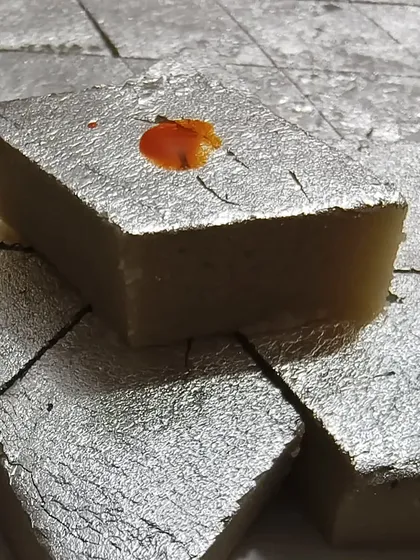 My Badam Barfi, ready for a corporate gift order. Made from rich almonds, this sweet is a healthy and delicious alternative to traditional mithai.