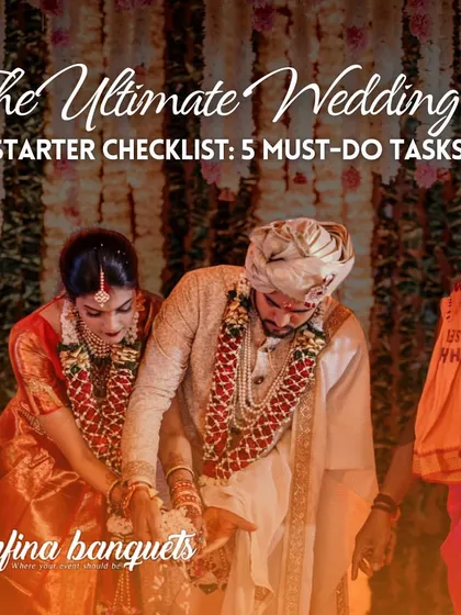 The cover for our "Ultimate Wedding Starter Checklist," featuring an image of a traditional South Indian wedding ceremony.