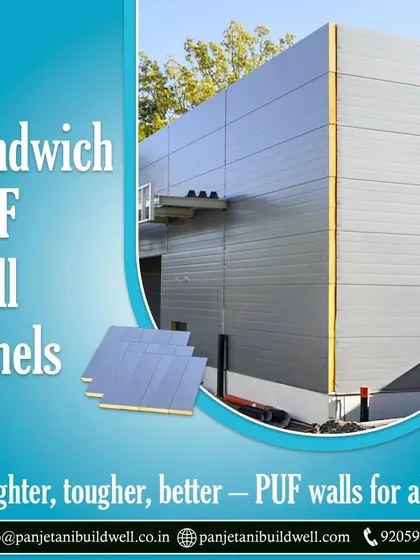Our sandwich PUF wall panels are lighter, tougher, and better. They provide excellent thermal insulation and a sleek, modern finish for industrial and commercial buildings.