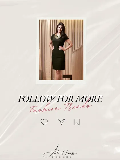 Follow for more fashion trends and style inspiration. This image, featuring a classic black dress and statement necklace, is a reminder of the power of timeless elegance.