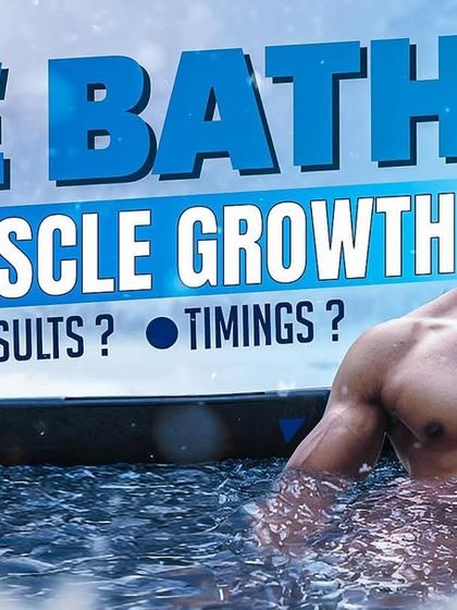 Ice Bath for 2x Muscle Growth? A thumbnail for a video investigating the science behind ice baths and their actual effect on muscle recovery and hypertrophy.