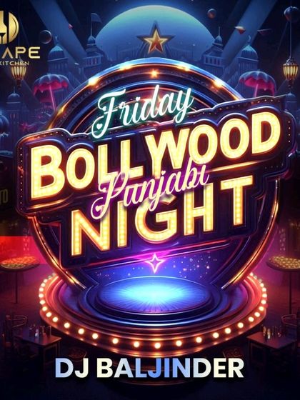 A vibrant poster for my Friday night residency, promising an escape from the ordinary with desi swag.