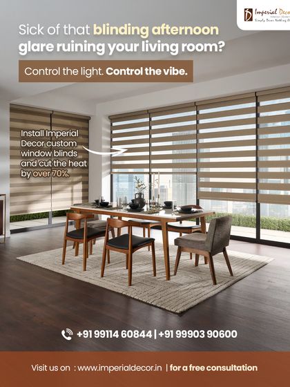 That blinding afternoon sun can ruin the comfort of your living room. I install custom window blinds that are designed to cut heat and glare by over 70 percent. This simple solution allows you to control the light and create a cooler, more comfortable vibe in your home.