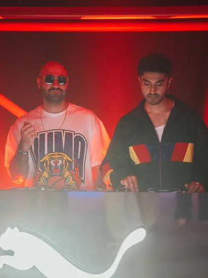 Focused on the mix during the Puma gig. The setup with the iconic logo in front made for a cool visual backdrop.