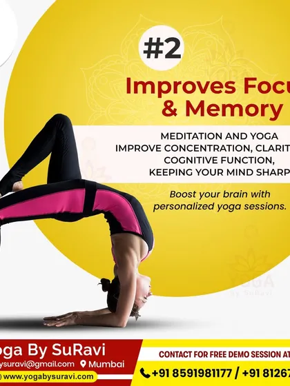 Yoga improves focus and memory. Advanced poses like this one-legged inverted staff pose require immense concentration, which sharpens the mind.