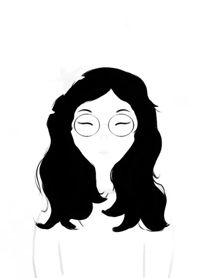 The black and white line art for my illustration. Even without color, the simple lines convey a sense of peace and contentment.