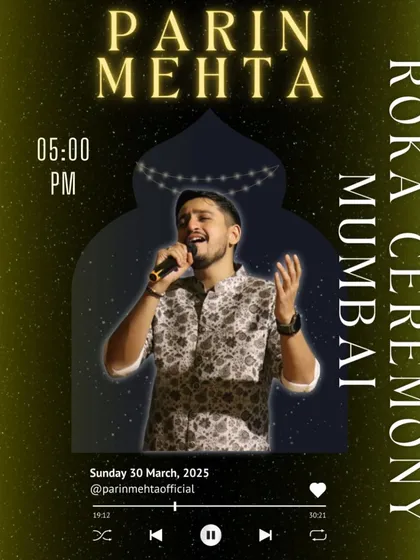 A poster from a Roka ceremony in Mumbai. I was so excited to bring my music to this special evening and help the couple celebrate their new beginning.