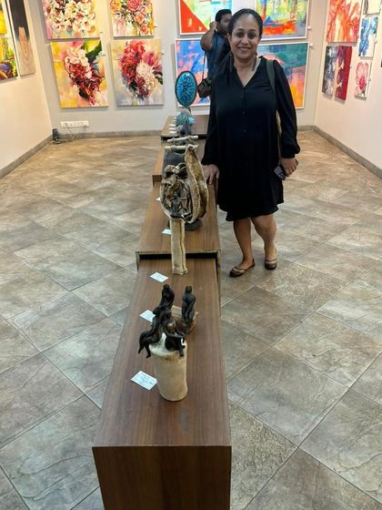 Opening day at the gallery in Mumbai. It's always so rewarding to see my sculptures displayed and enjoyed by others.