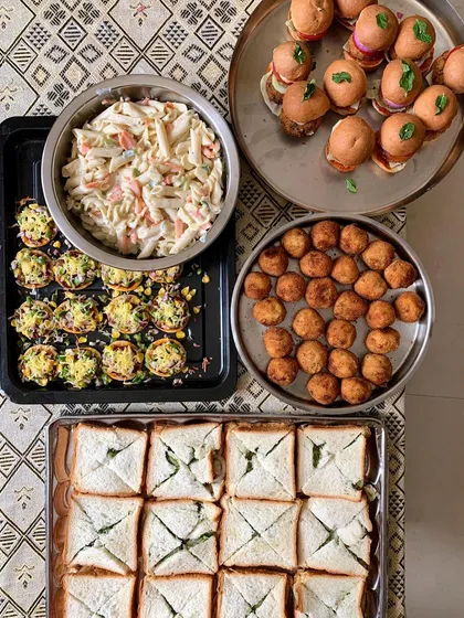 Another view of the delicious party food spread.